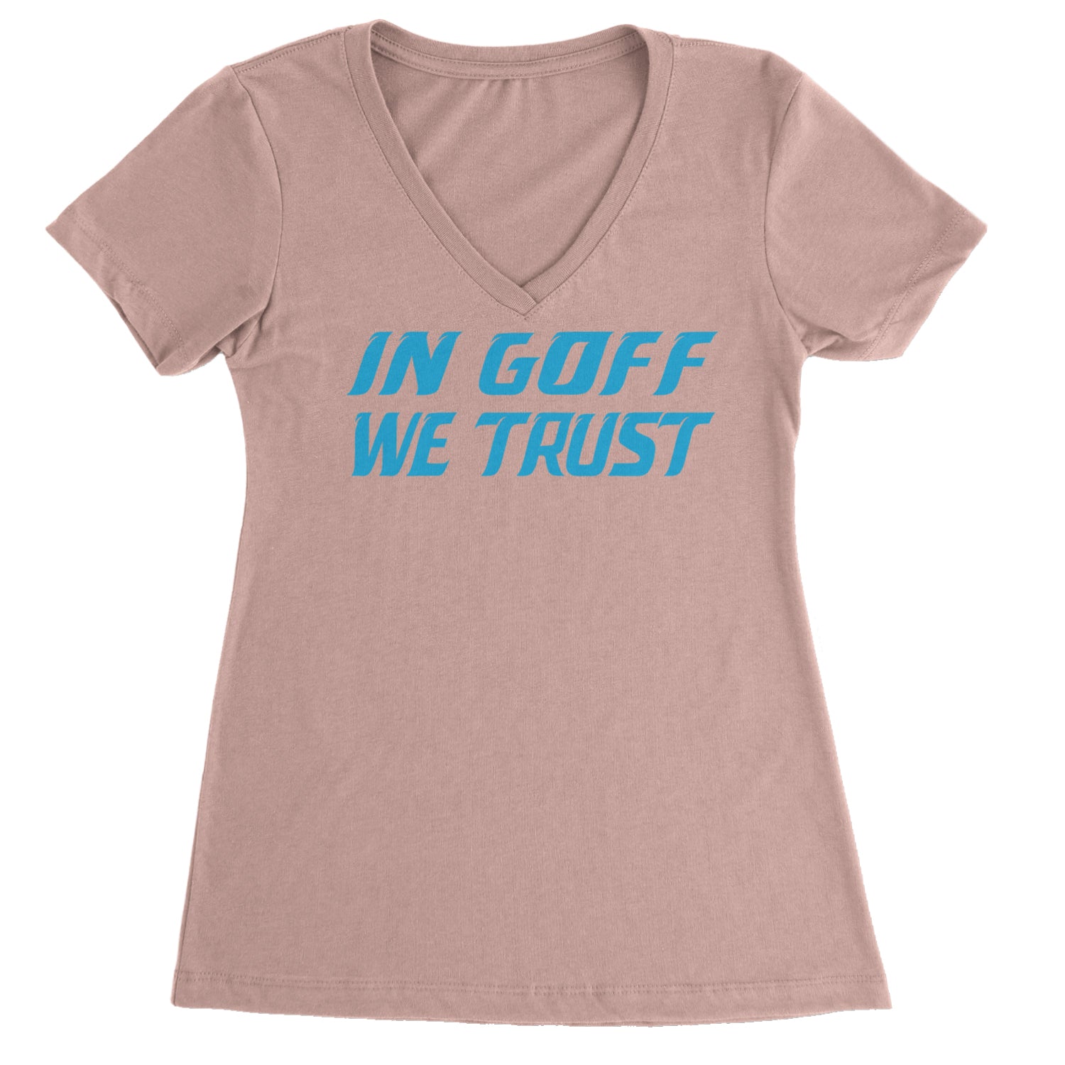 In Goff We Trust Detroit Ladies V-Neck T-shirt Light Pink