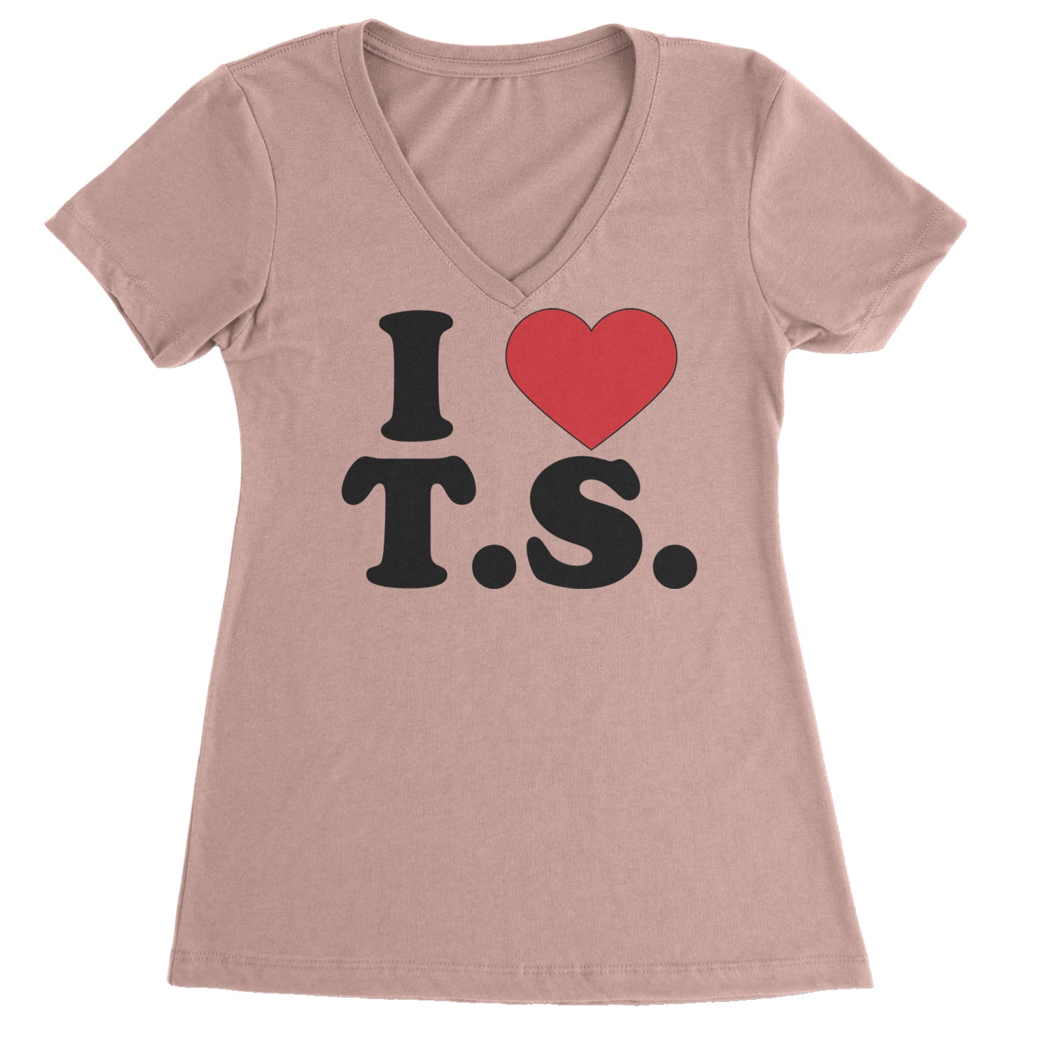 I Heart T.S. Concert Music Lover  Ladies V-Neck T-shirt Light Pink