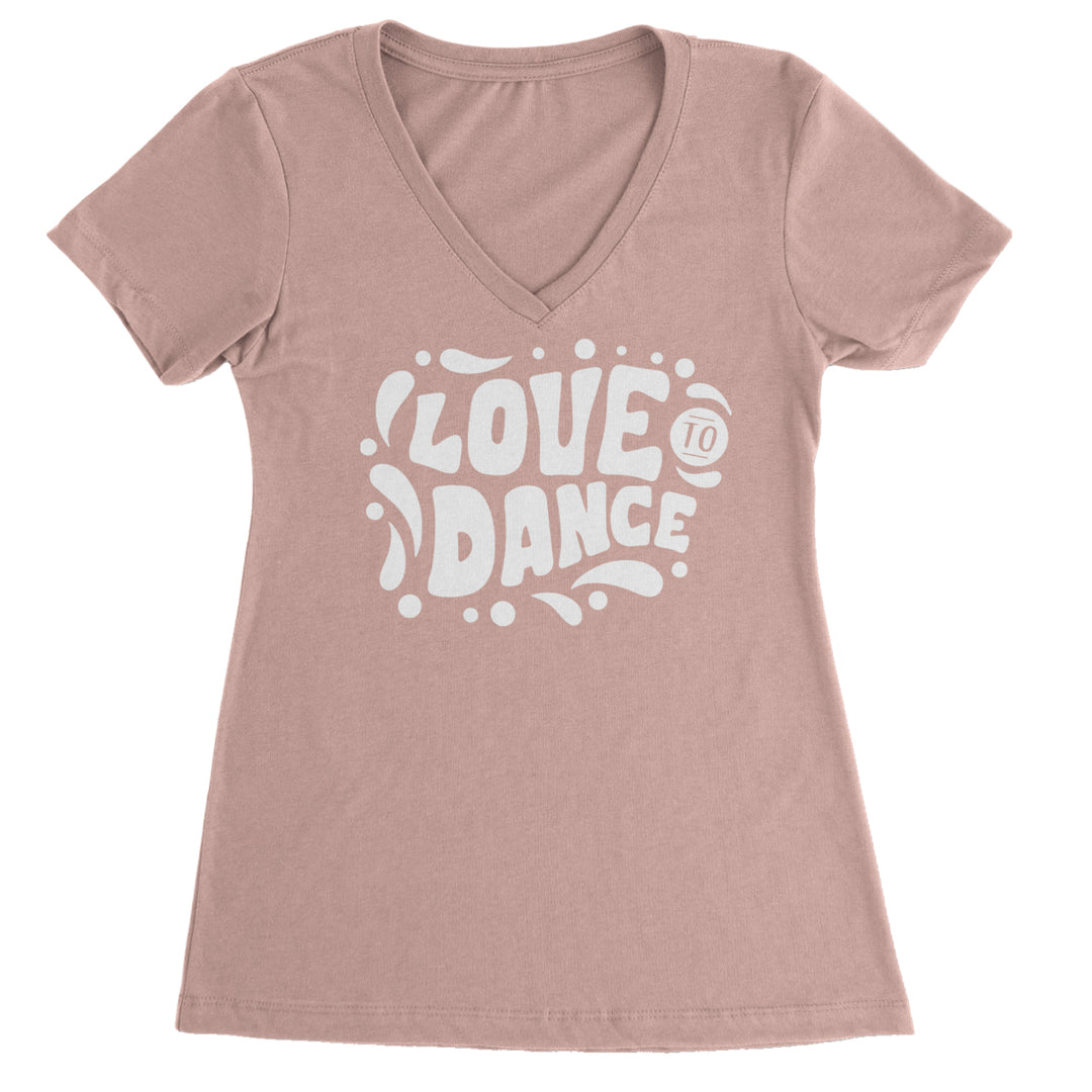 Love To Dance Ladies V-Neck T-shirt Light Pink