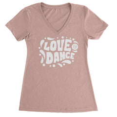 Love To Dance Ladies V-Neck T-shirt Light Pink