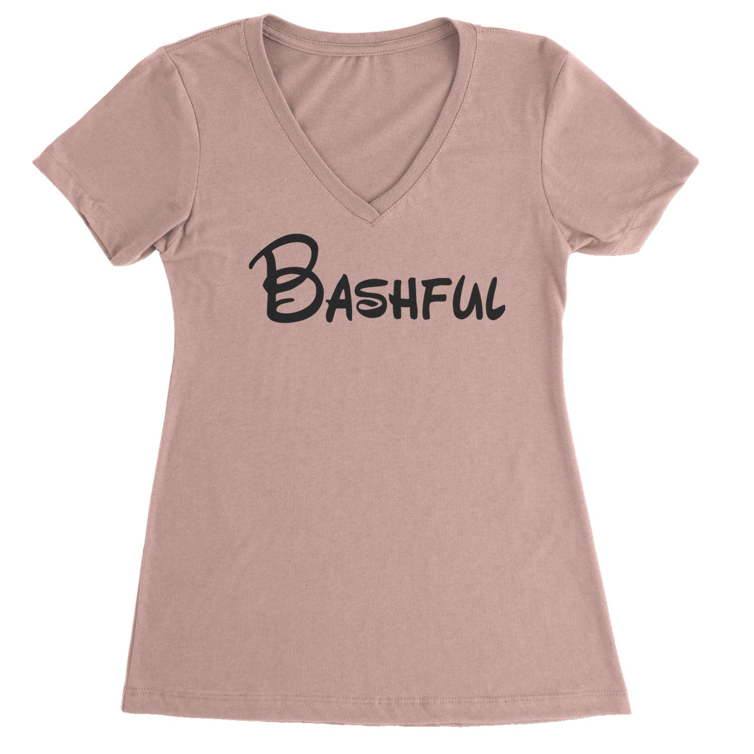 Bashful - 7 Dwarfs Costume Ladies V-Neck T-shirt Light Pink