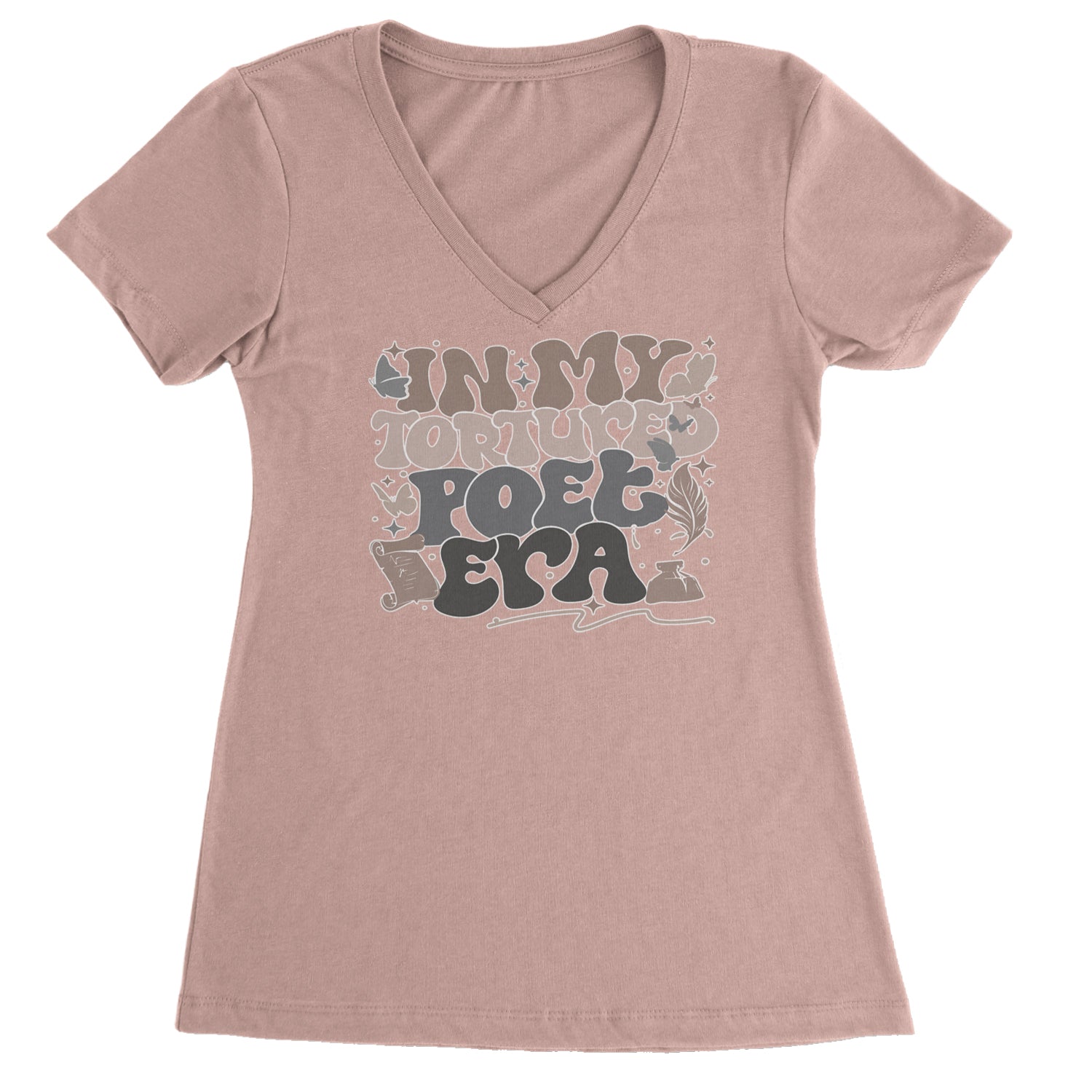 In My Tortured Poet Era TTPD Music Ladies V-Neck T-shirt Light Pink