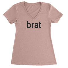 Brat Lime Green I'm So Julia Ladies V-Neck T-shirt Light Pink