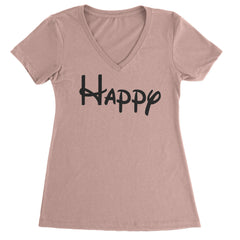 Happy - 7 Dwarfs Costume Ladies V-Neck T-shirt Light Pink