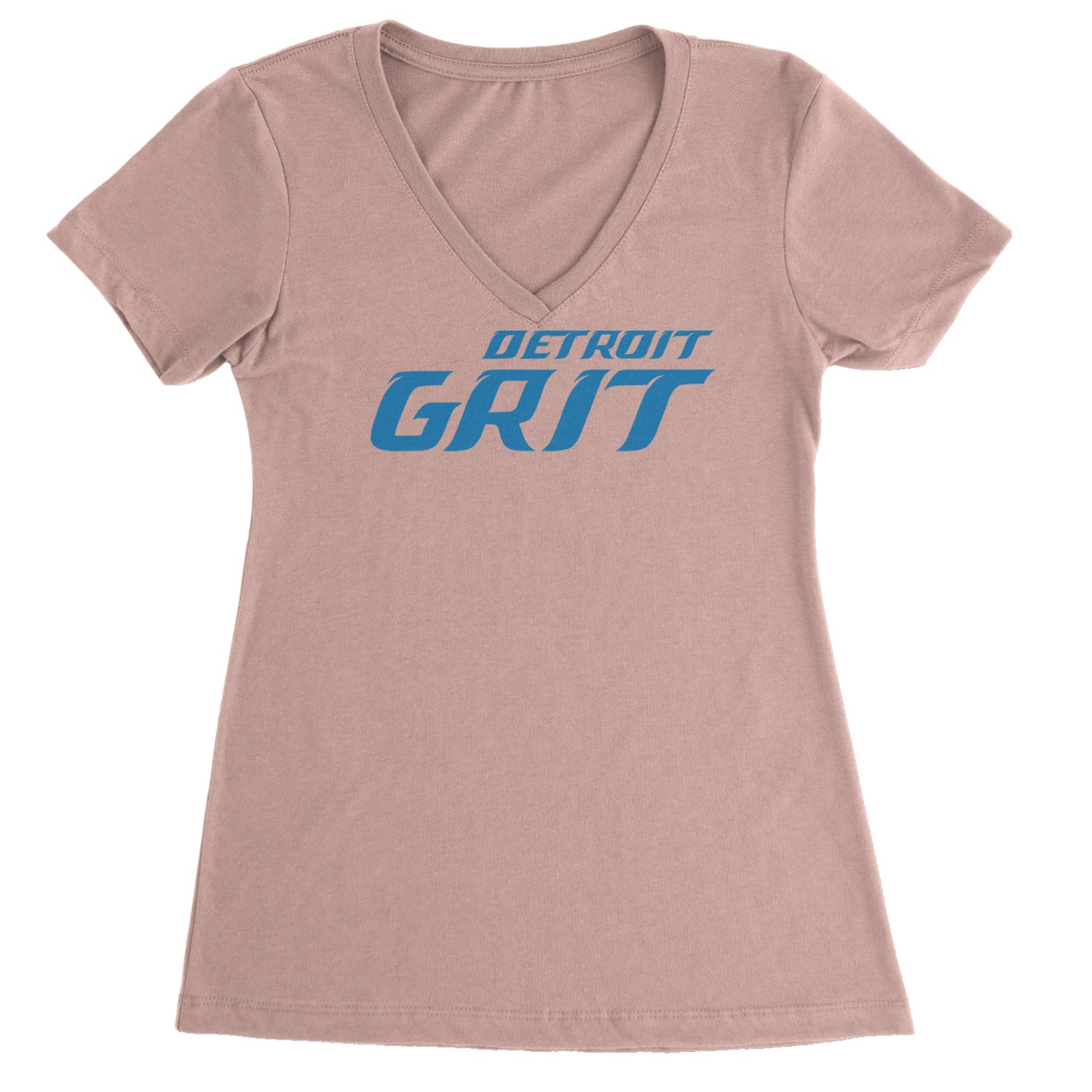 Grit Detroit Football Hard Knocks Ladies V-Neck T-shirt Light Pink