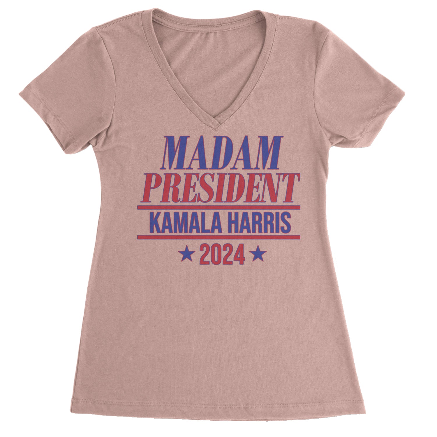 Madam President - Support kamala Harris For President 2024 Ladies V-Neck T-shirt Light Pink