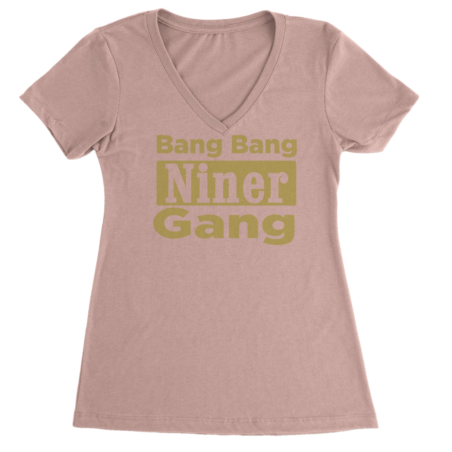 Bang Bang Niner Gang San Francisco Ladies V-Neck T-shirt Light Pink