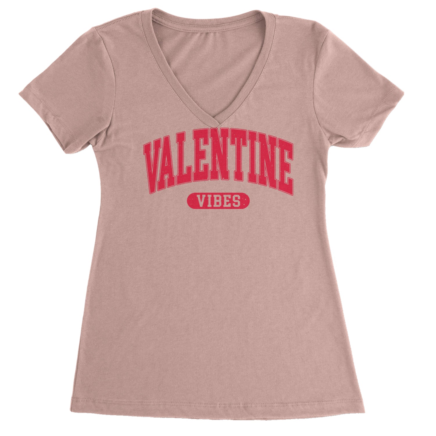 Valentines Vibes Ladies V-Neck T-shirt Light Pink