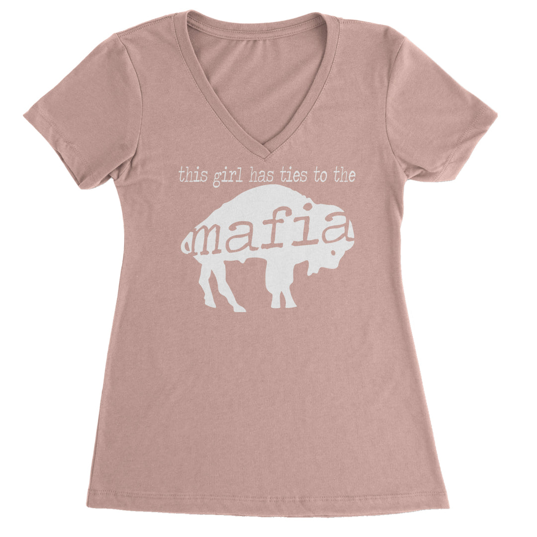 This Girl Has Ties To The Bills Mafia Ladies V-Neck T-shirt Light Pink