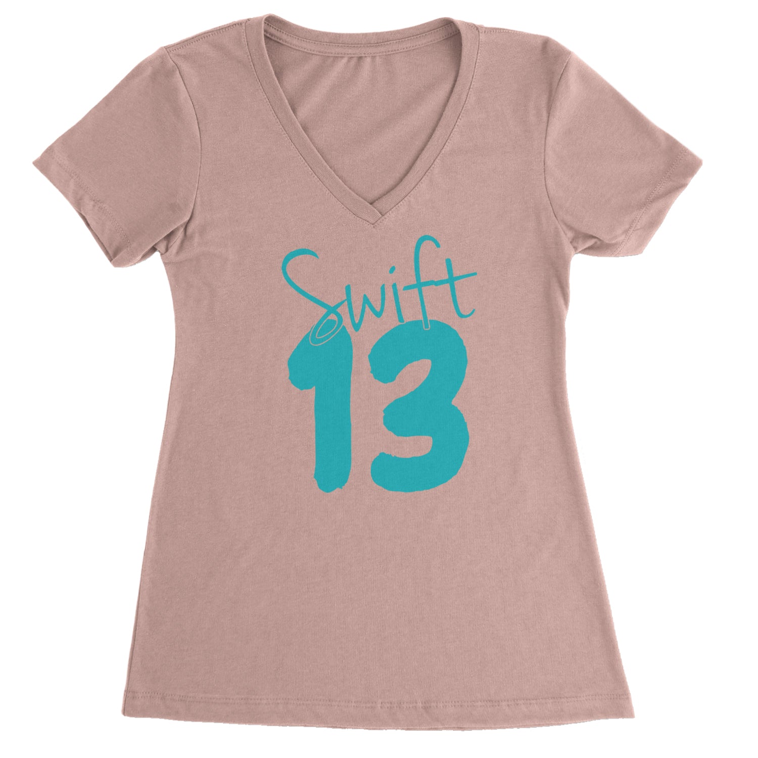 13 Swift 13 Lucky Number Era TTPD Ladies V-Neck T-shirt Light Pink