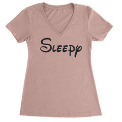 Sleepy - 7 Dwarfs Costume Ladies V-Neck T-shirt Light Pink