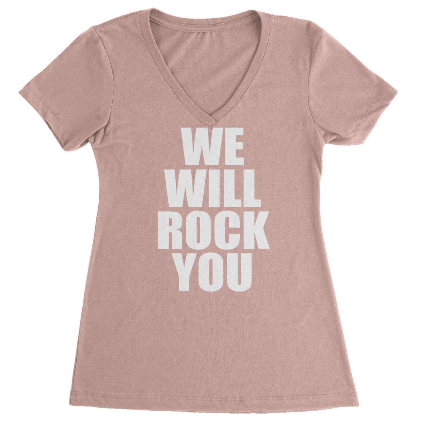 We Will Rock You Ladies V-Neck T-shirt Light Pink