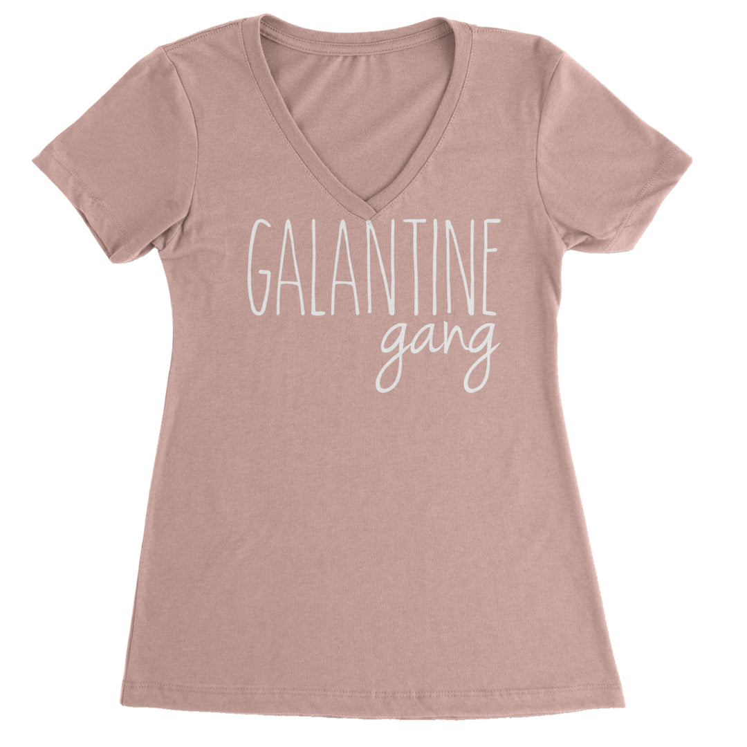 Galentine Gang Valentine's Shirt Ladies V-Neck T-shirt Light Pink