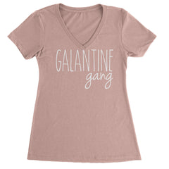Galentine Gang Valentine's Shirt Ladies V-Neck T-shirt Light Pink