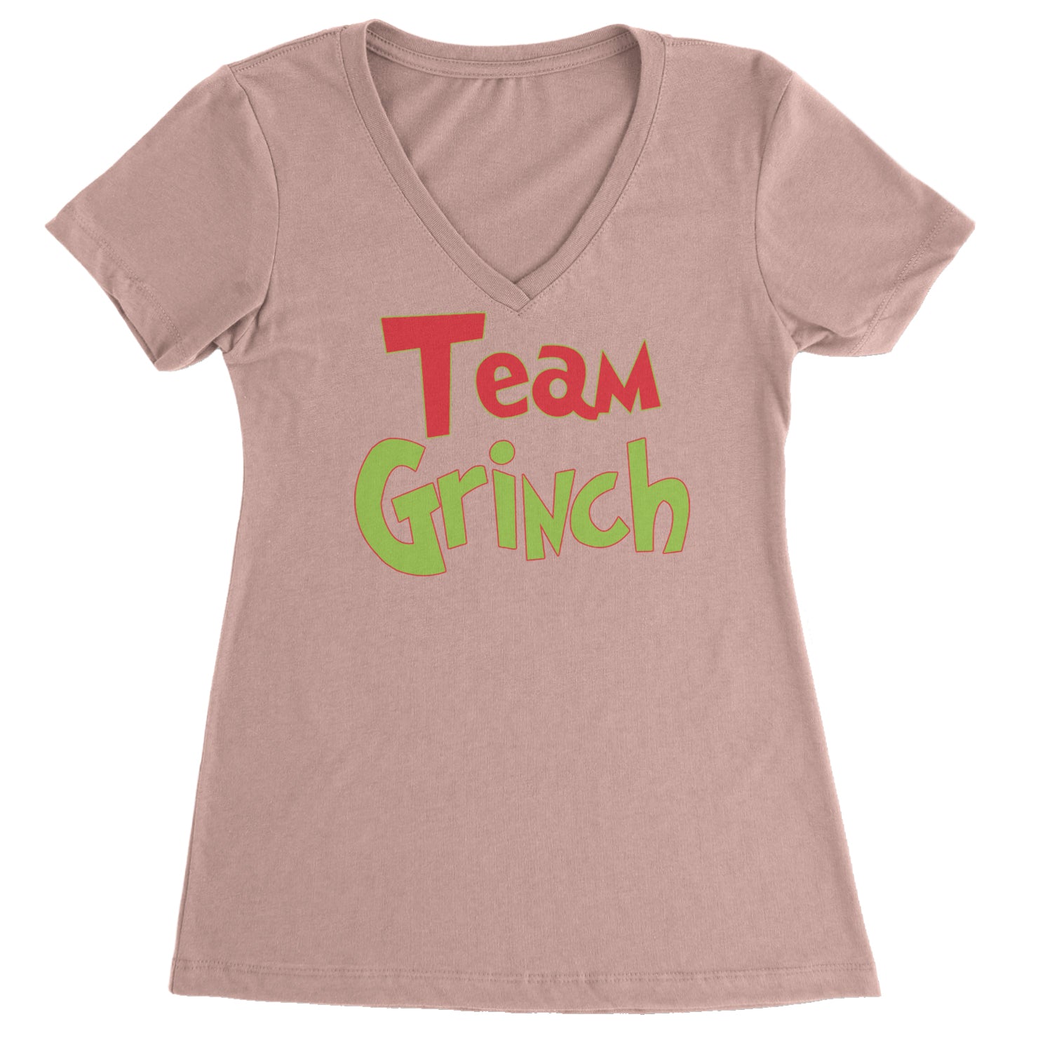 Team Gr-nch Jolly Grinchmas Merry Christmas Ladies V-Neck T-shirt Light Pink