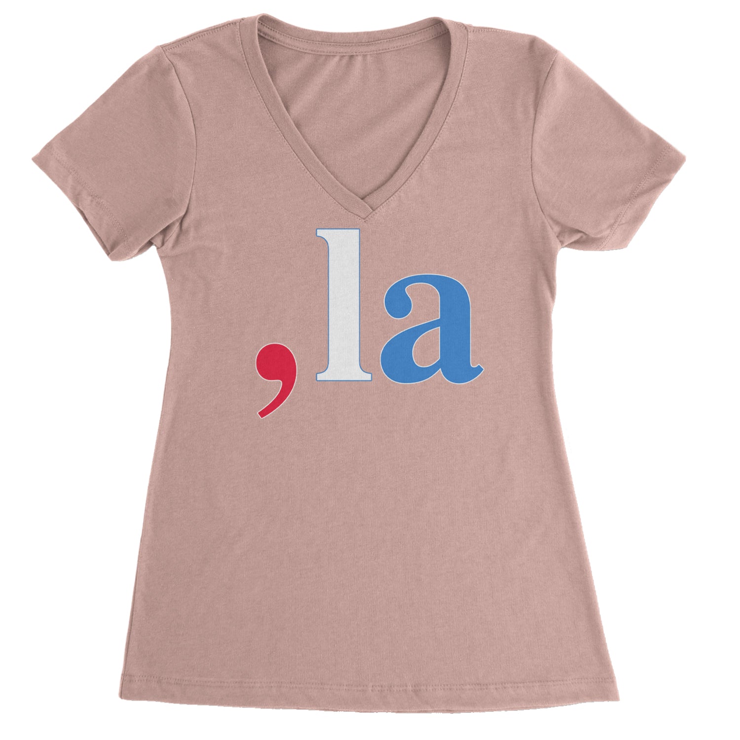 Comma-La - Support Kamala Harris For President 2024 Ladies V-Neck T-shirt Light Pink