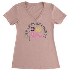 You're A Worm With A Mustache Tom Scandoval Ladies V-Neck T-shirt Light Pink
