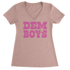 Dem Boys Hot Pink Dallas  Ladies V-Neck T-shirt Light Pink