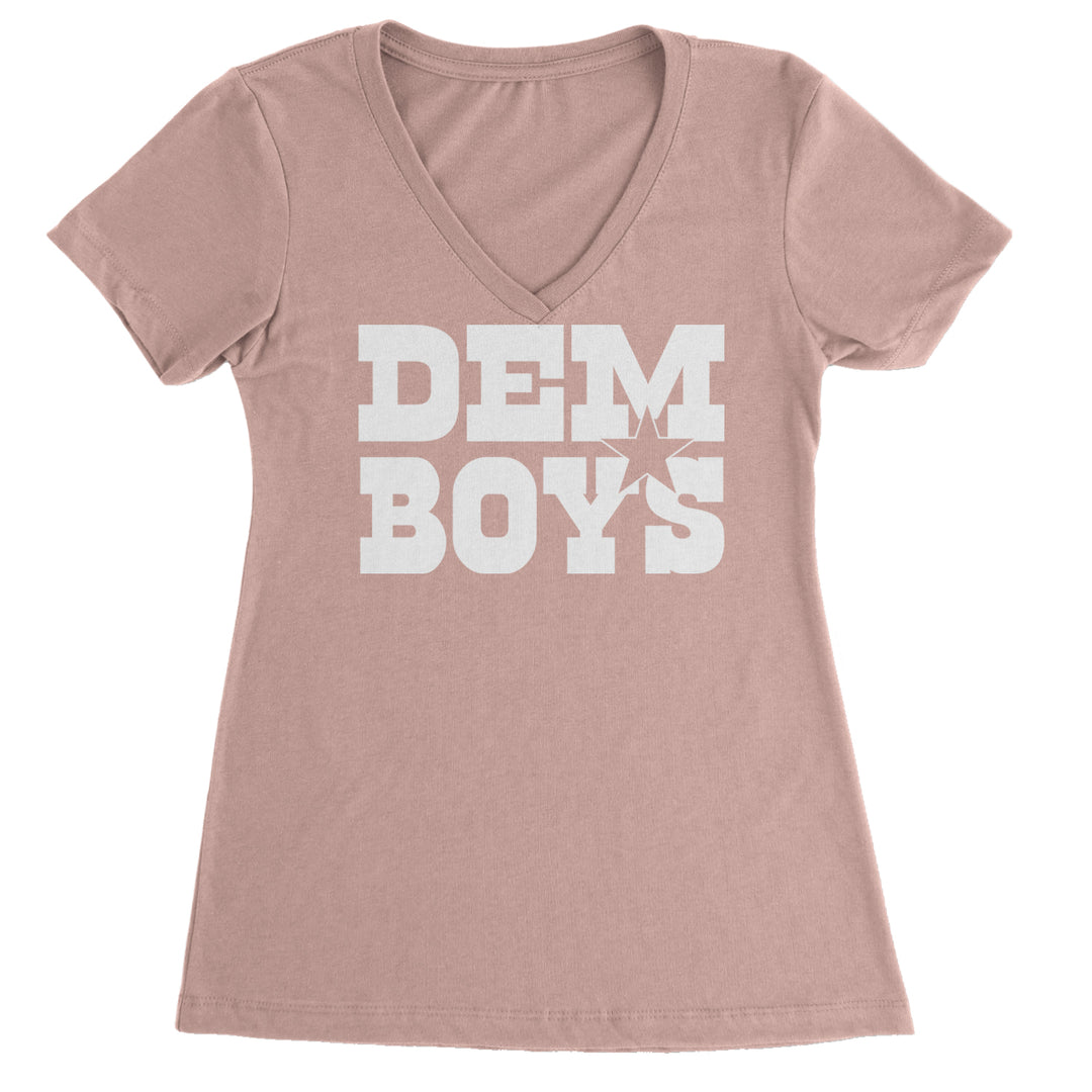 Dem Boys Dallas Football Ladies V-Neck T-shirt Light Pink