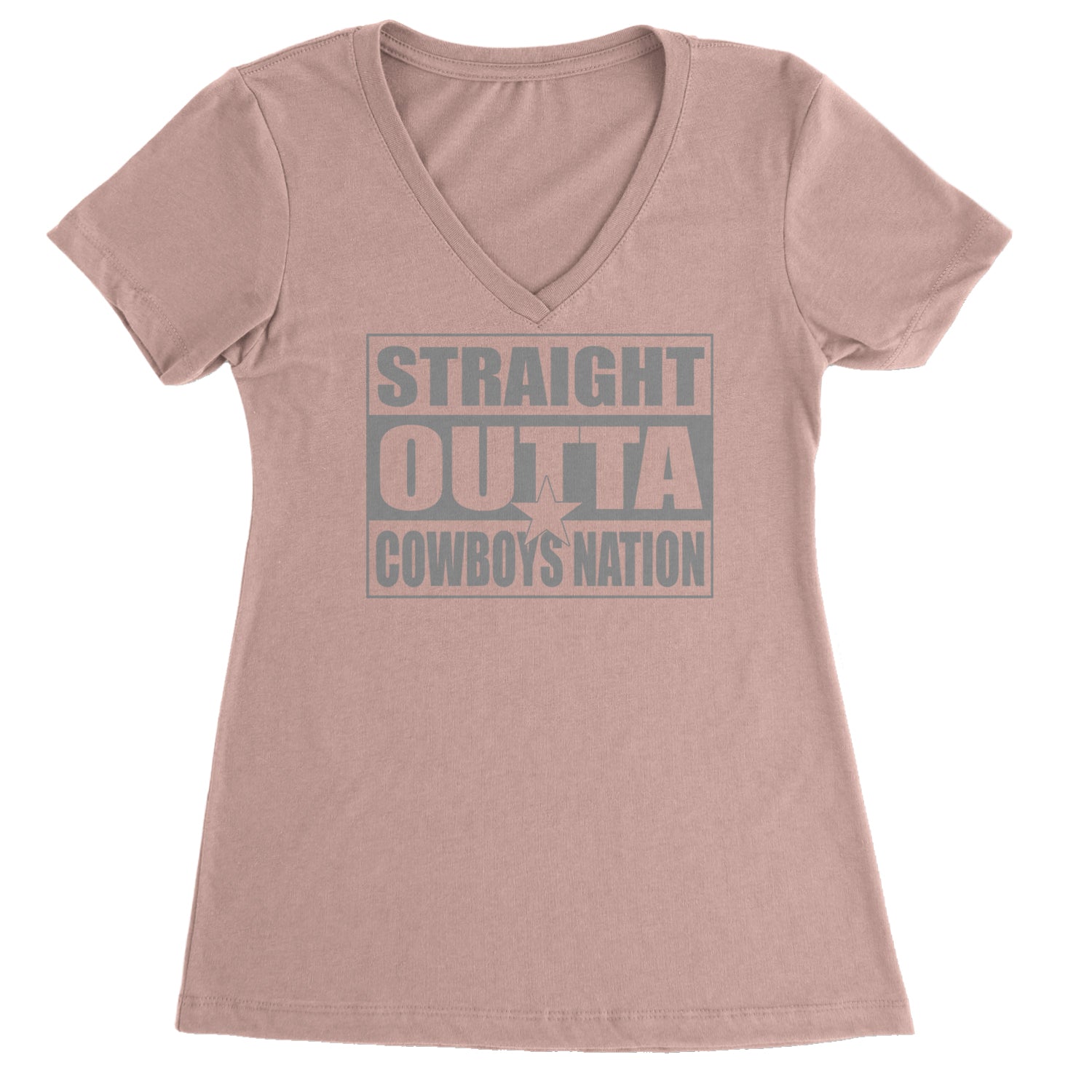 Straight Outta Cowboys Nation   Ladies V-Neck T-shirt Light Pink