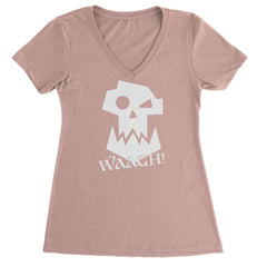 Ork Miniature Tabletop Wargaming Waagh Ladies V-Neck T-shirt Light Pink