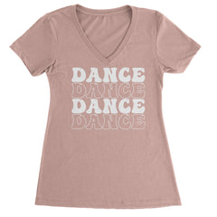 Dance Dance Dance Dance Ladies V-Neck T-shirt Light Pink
