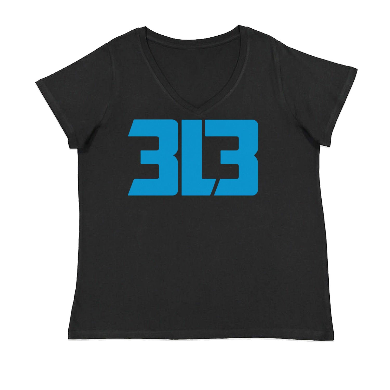 3L3 From The 313 Detroit Football Ladies V-Neck T-shirt Black