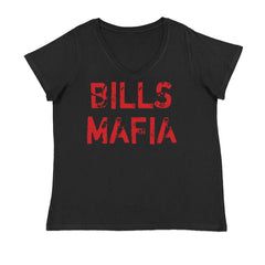 Distressed Bills Mafia Football Ladies V-Neck T-shirt Black