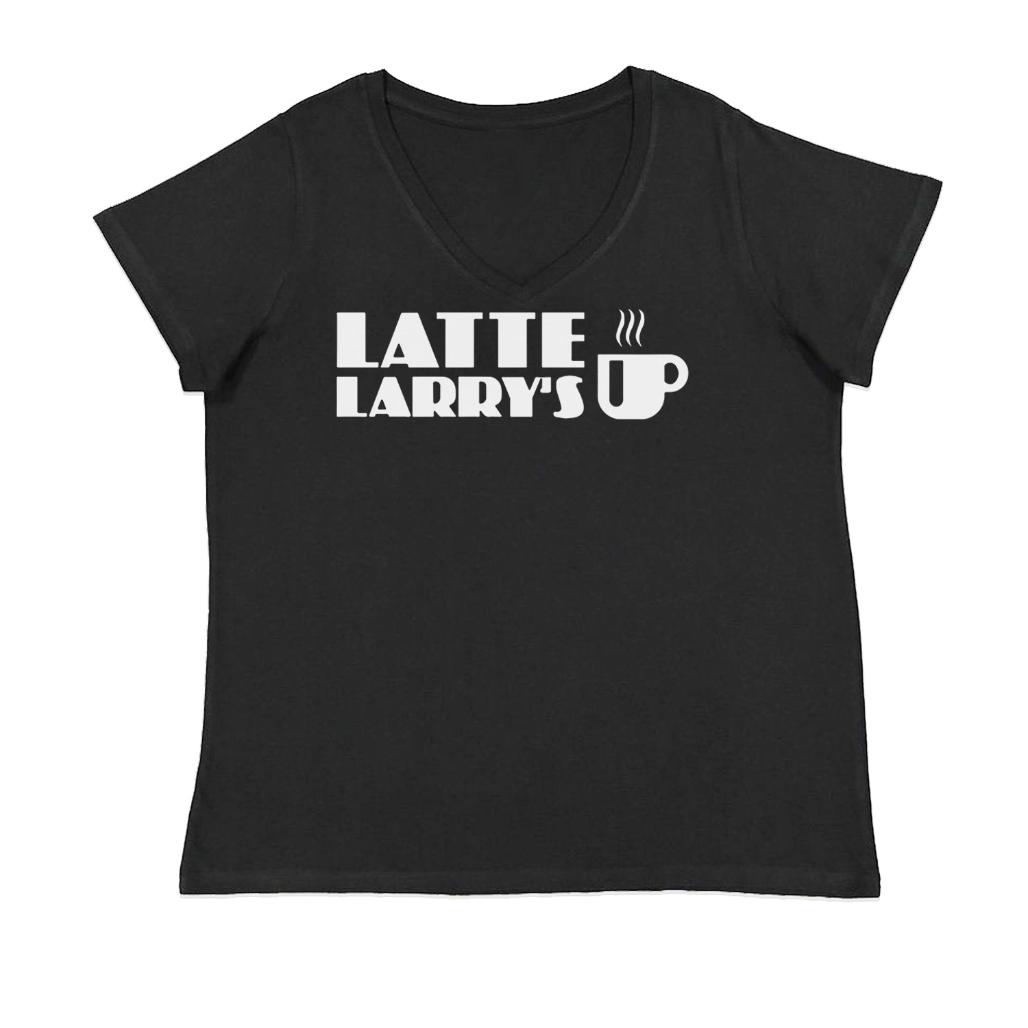 Latte Larry's Enthusiastic Coffee Ladies V-Neck T-shirt Black