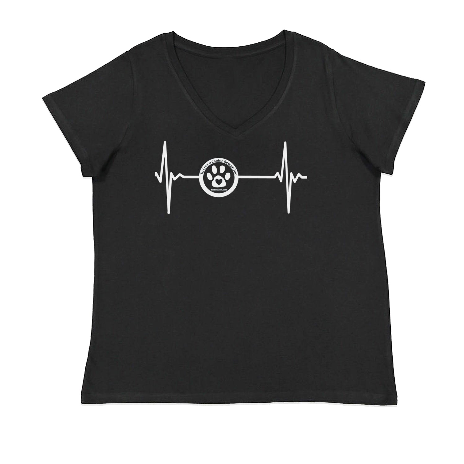 TLC Rescue Heartbeat Ladies V-Neck T-shirt Black