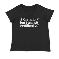 I Cry A Lot But I am So Productive TTPD Ladies V-Neck T-shirt Black