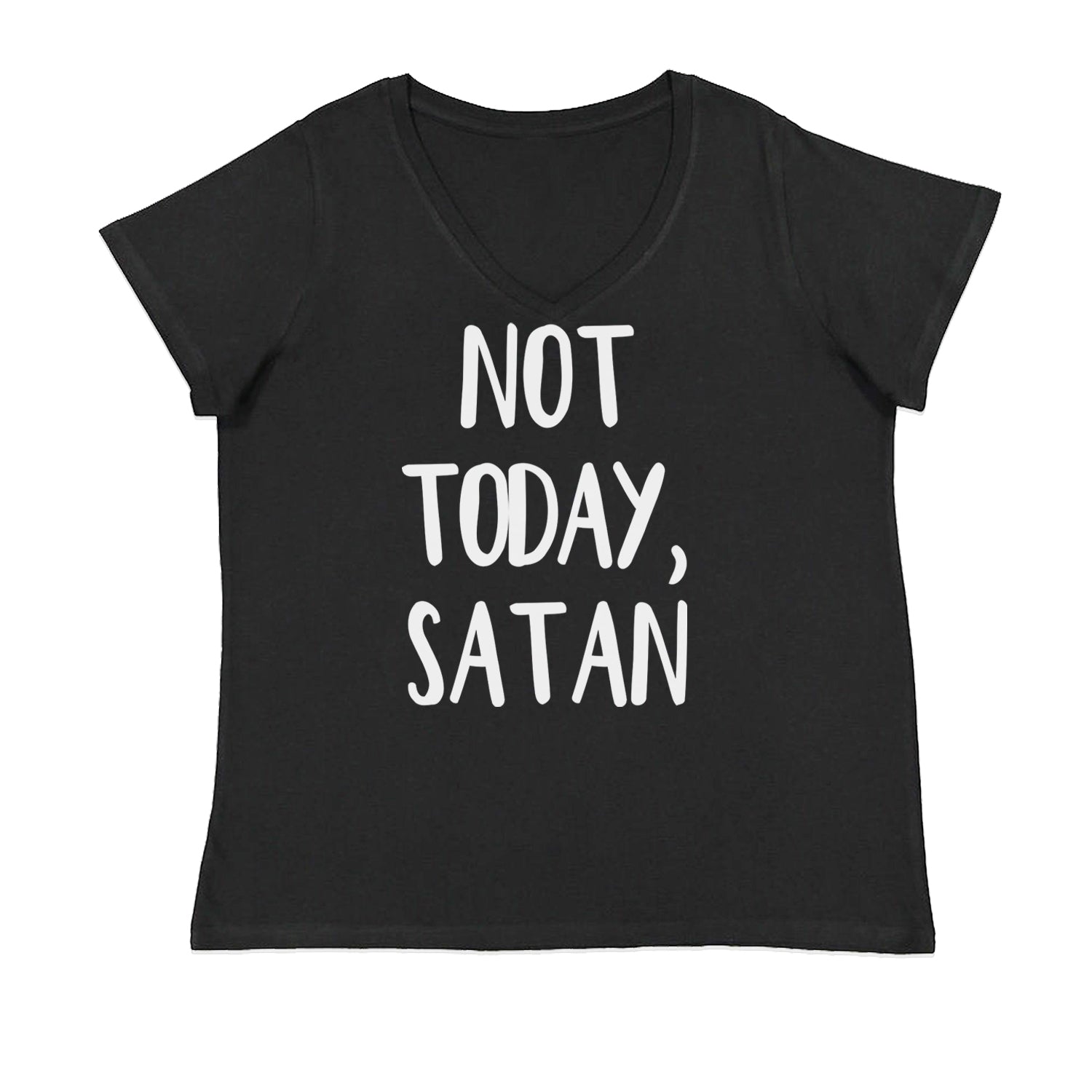 Not Today, Satan Jesus Already Won Ladies V-Neck T-shirt Black