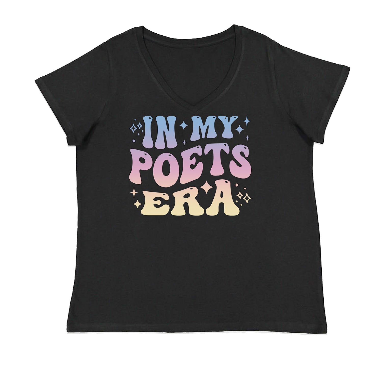 In My Poet Era Tie Dye TTPD Music Ladies V-Neck T-shirt Black