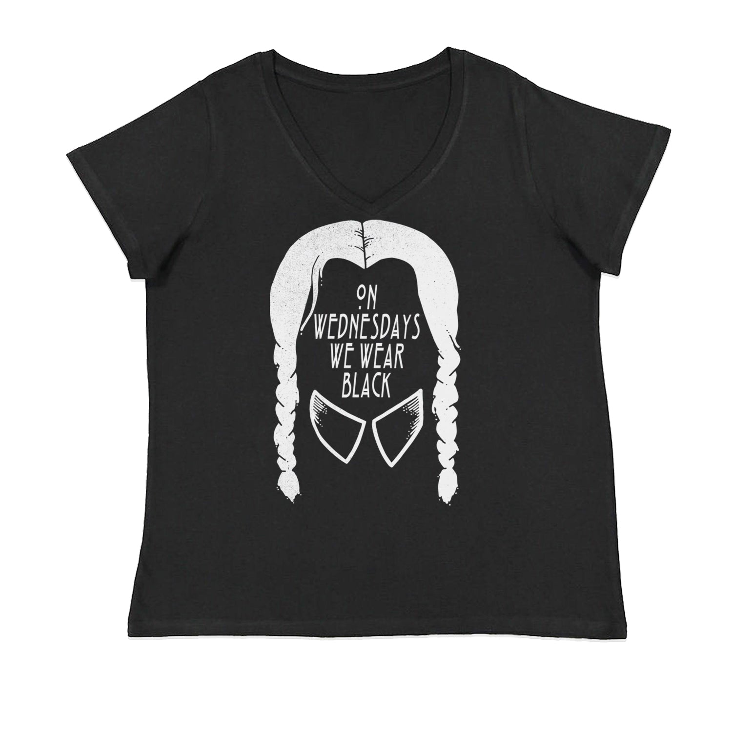 On Wednesdays, We Wear Black Ladies V-Neck T-shirt Black