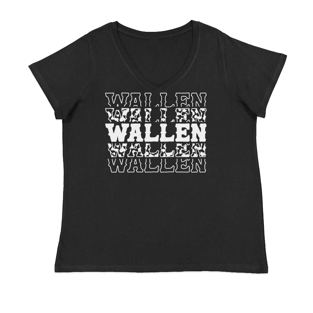 Wallen Country Music Western Ladies V-Neck T-shirt Black