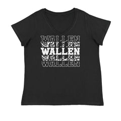 Wallen Country Music Western Ladies V-Neck T-shirt Black