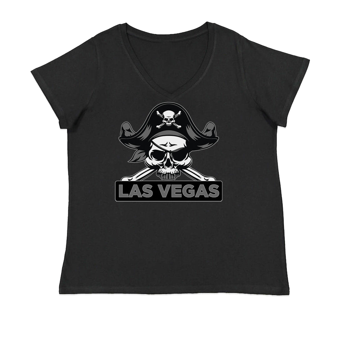 Raider Skull Straight Outta Las Vegas Ladies V-Neck T-shirt Black