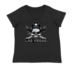 Raider Skull Straight Outta Las Vegas Ladies V-Neck T-shirt Black