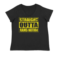 Straight Outta Rams Nation   Ladies V-Neck T-shirt Black