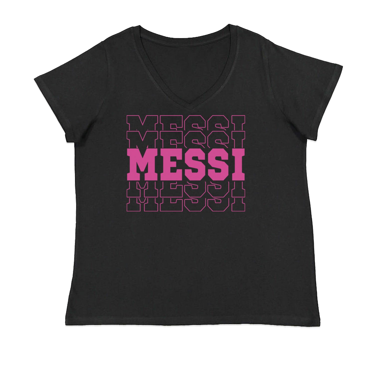 Messi Miami Futbol Ladies V-Neck T-shirt Black