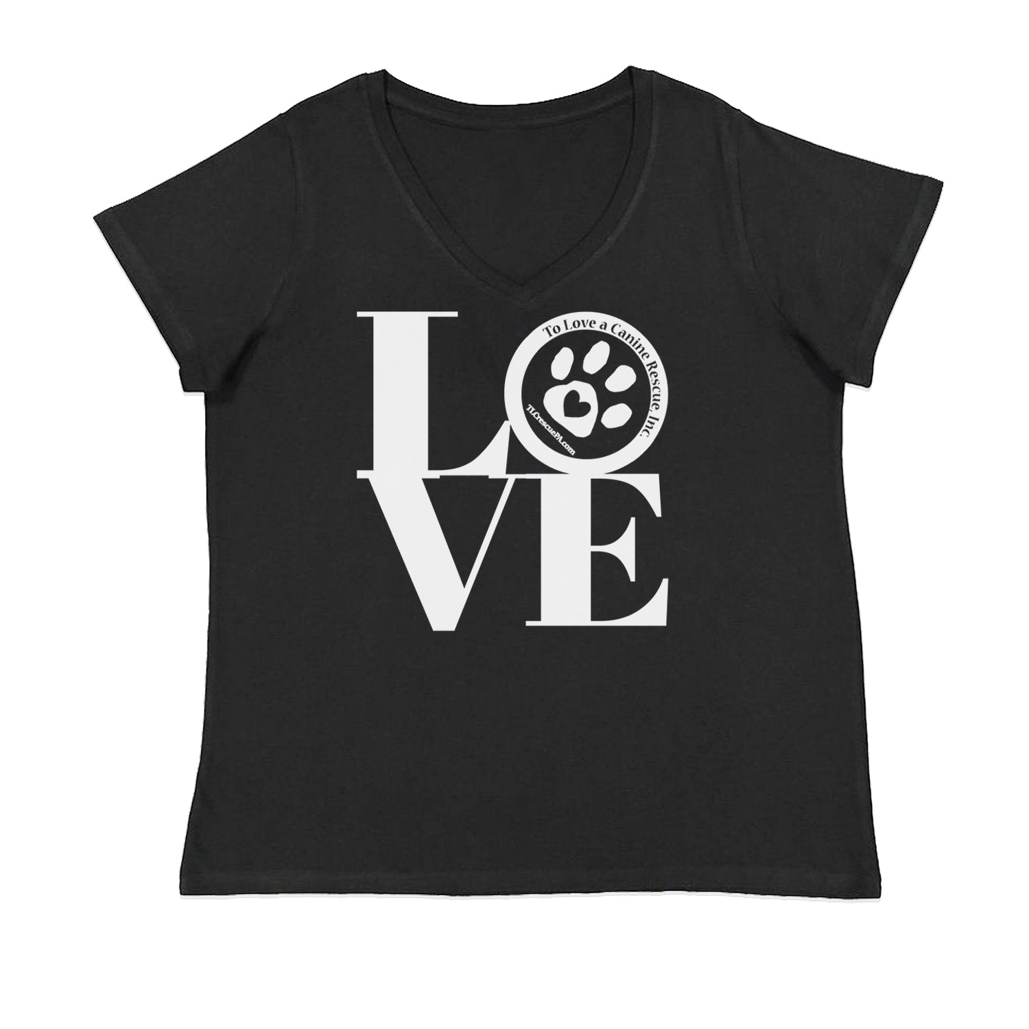 TLC LOVE Dog Rescue Ladies V-Neck T-shirt Black