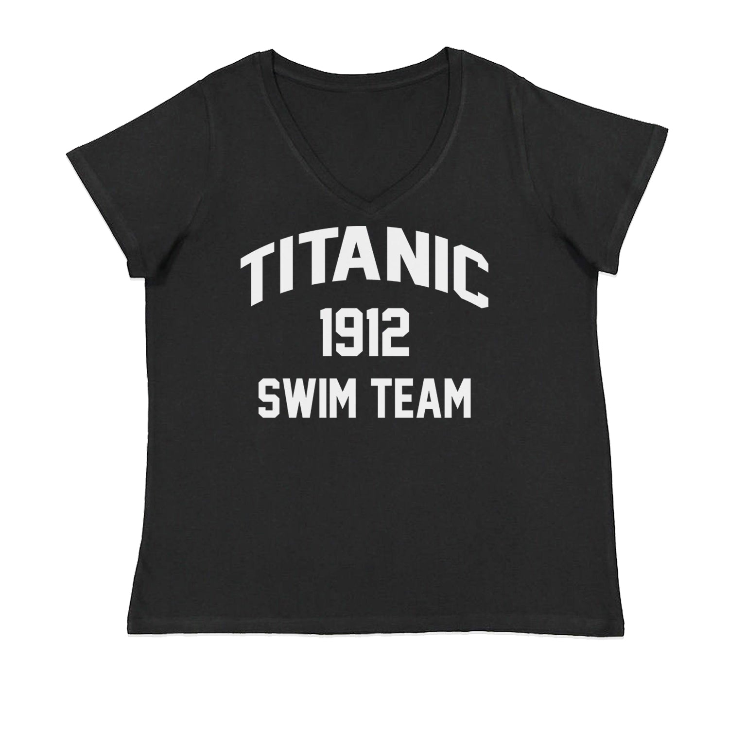 Titanic Swim Team 1912 Funny Cruise Ladies V-Neck T-shirt Black