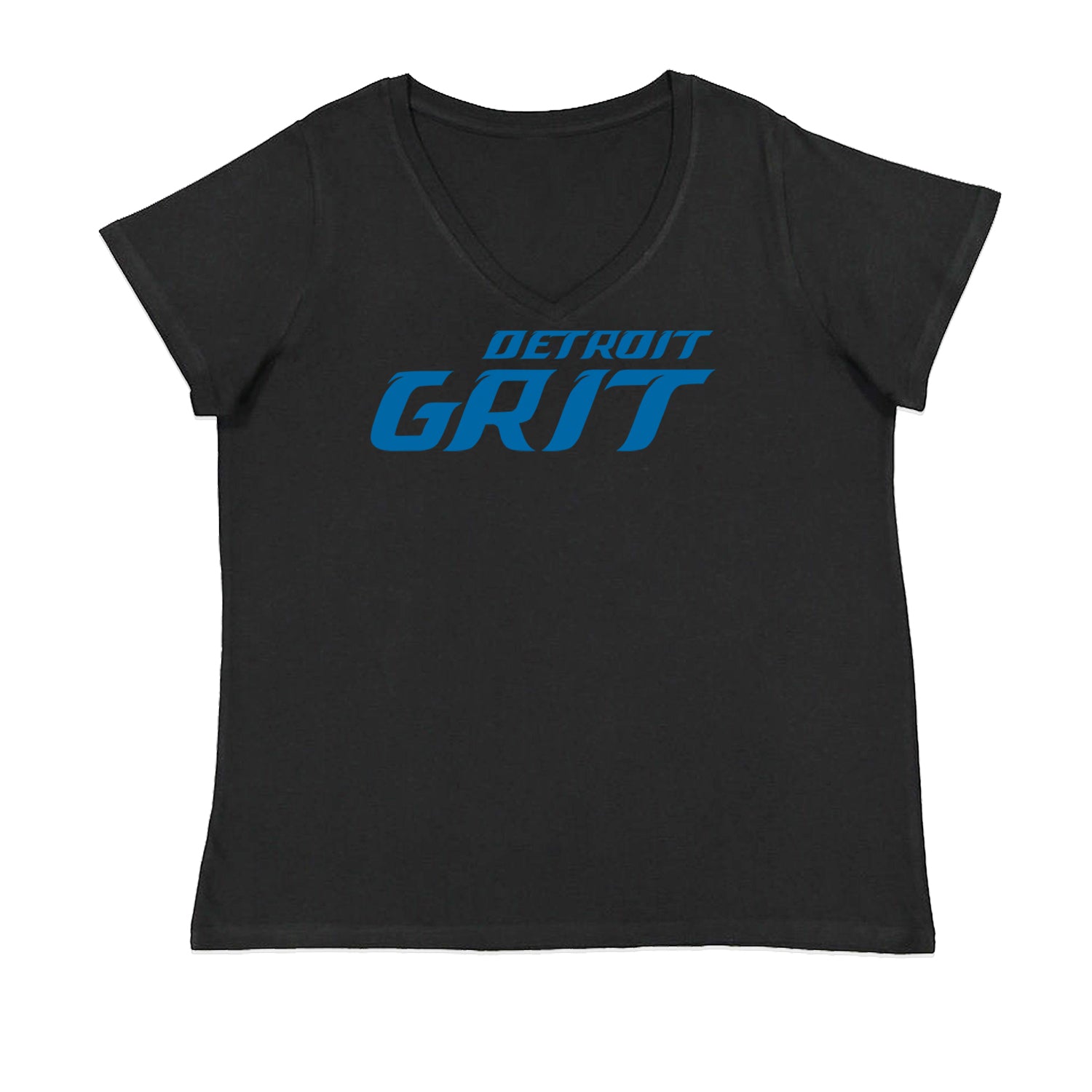 Grit Detroit Football Hard Knocks Ladies V-Neck T-shirt Black