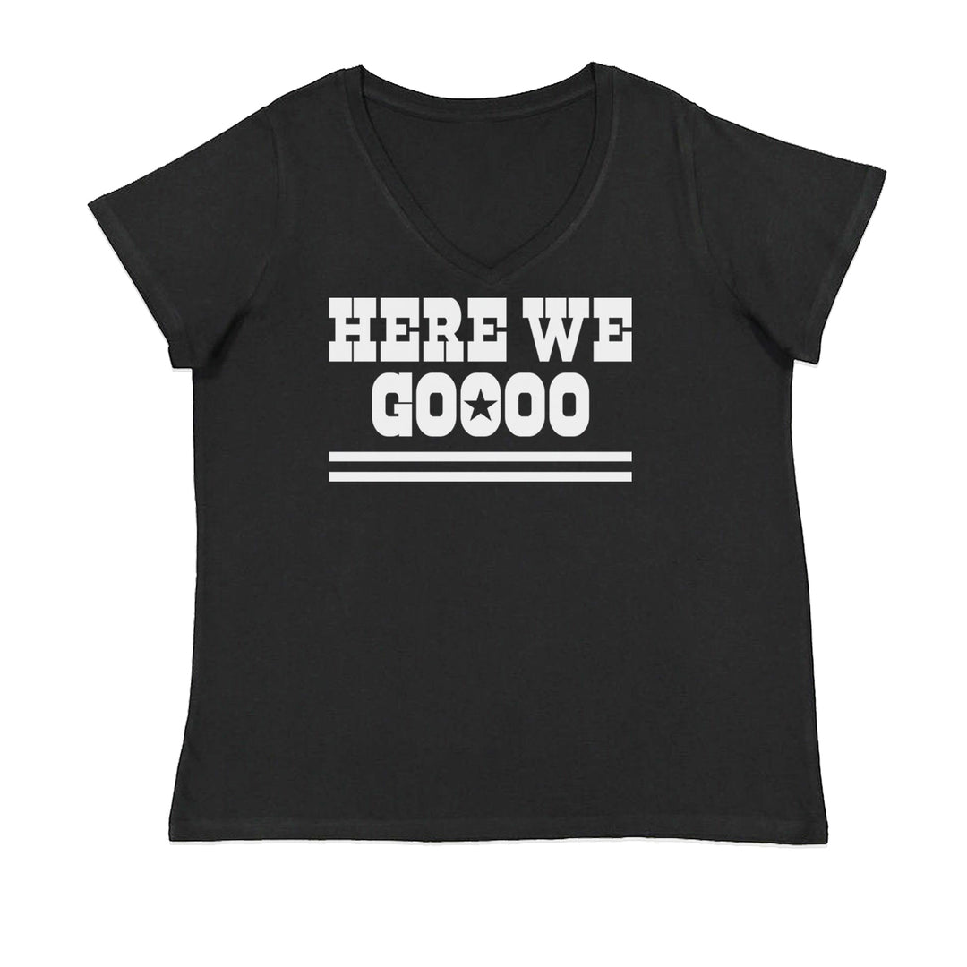 Here We Go Dem Boys Dallas Football Ladies V-Neck T-shirt Black