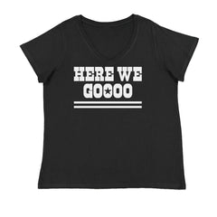 Here We Go Dem Boys Dallas Football Ladies V-Neck T-shirt Black