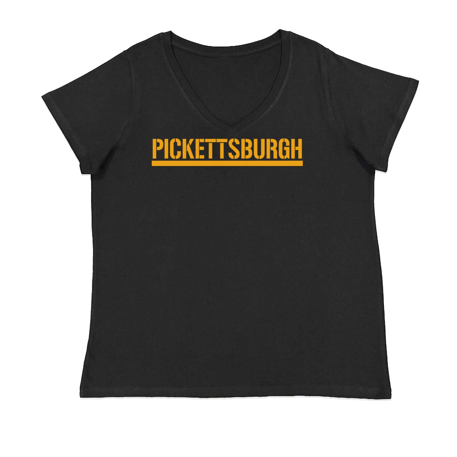 Pickettsburgh Pittsburgh Football Ladies V-Neck T-shirt Black