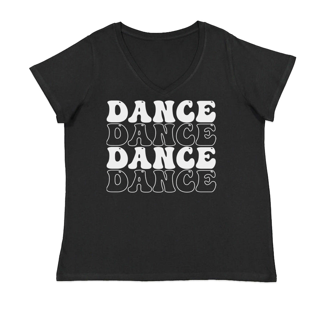 Dance Dance Dance Dance Ladies V-Neck T-shirt Black