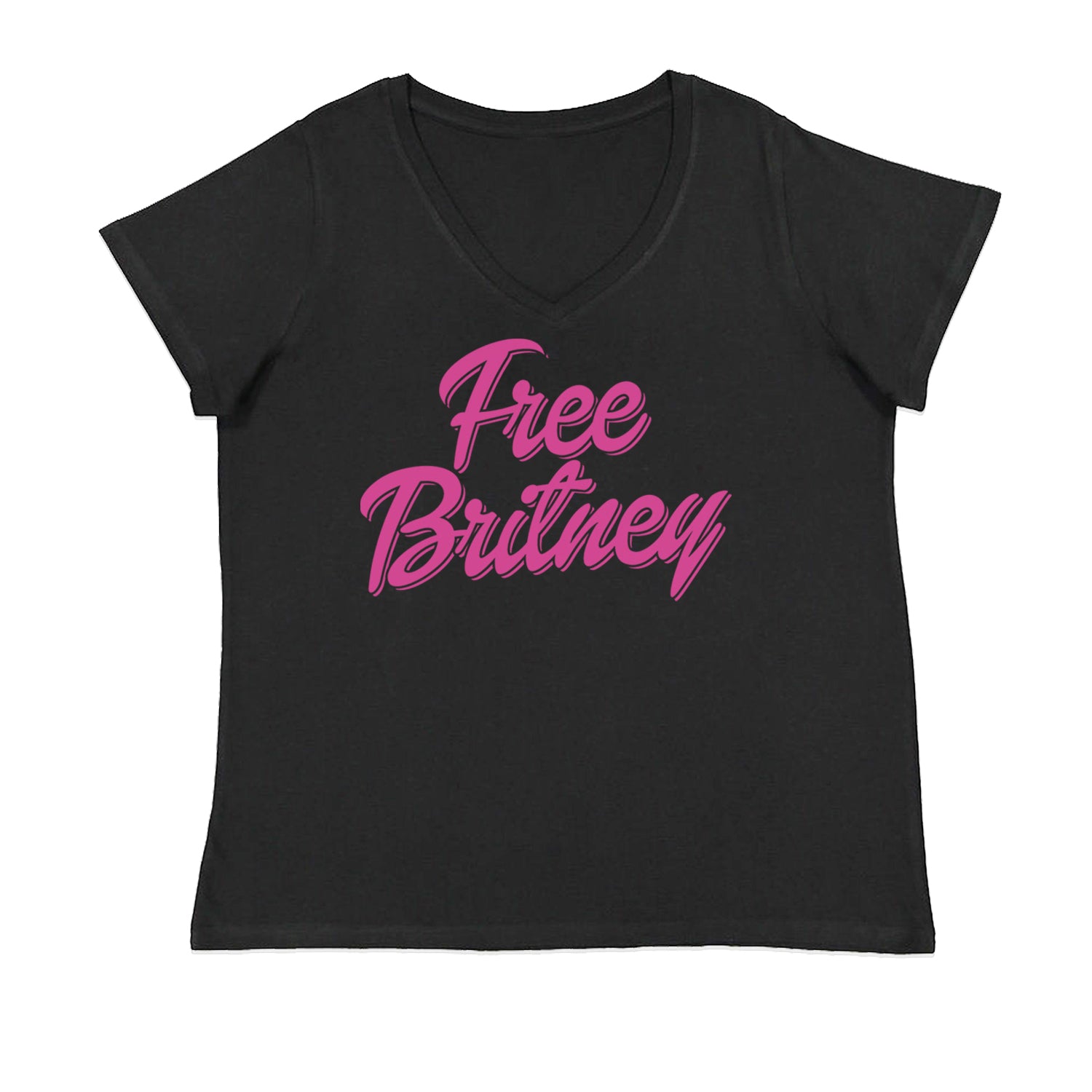 Pink Free Britney Ladies V-Neck T-shirt Black