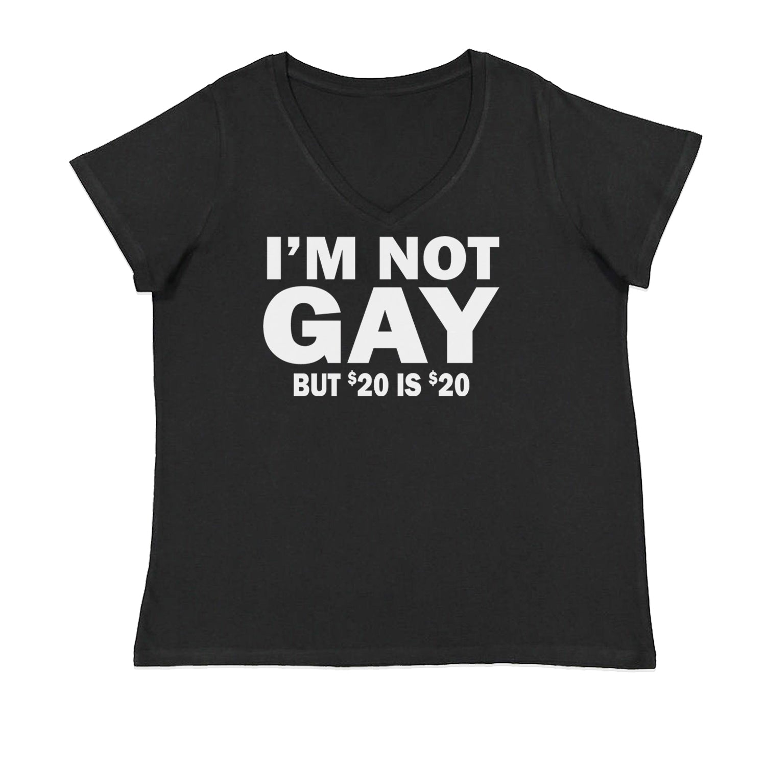 I'm Not Gay, But $20 Bucks is $20 Bucks Ladies V-Neck T-shirt Black