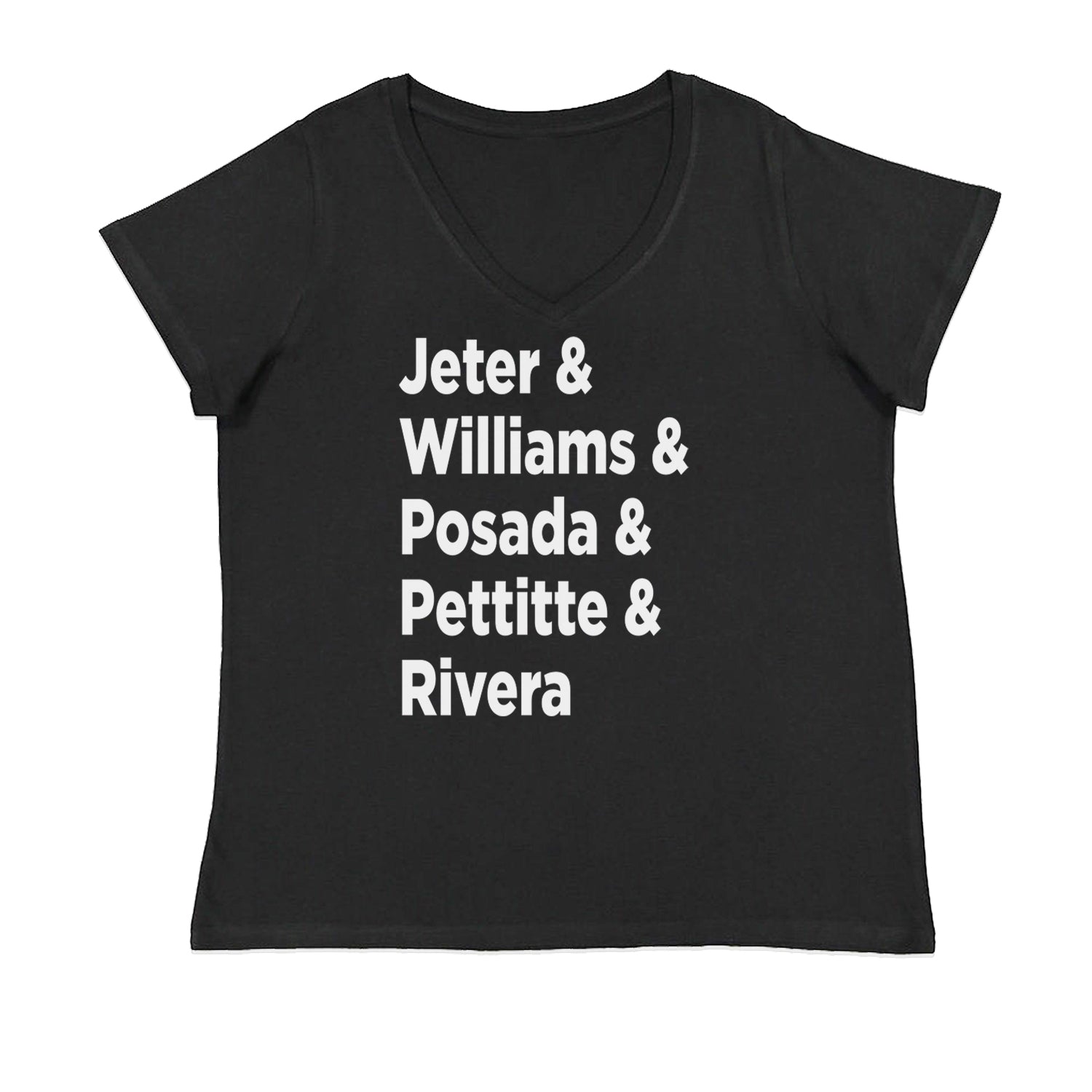 Jeter & Williams & Posada & Pettitte & Rivera Ladies V-Neck T-shirt Black